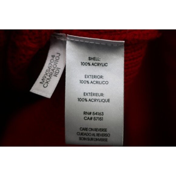 Calvin Klein Cowl Neck Red Cable Knit Sweater-Medium-Chunky-Cozy-Soft - Picture 6 of 10